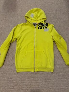 freecity Neon Yellow Zip-Up Hoodie